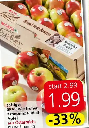Spar wie früher Kronprinz Rudolf Apfel per kg Angebot