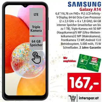 Interspar SAMSUNG Galaxy A14 Angebot