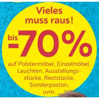 Vieles muss raus! -70% auf polstermöbel, einzelmöbel, leuchten, ausstellungsstücke, reststücke, sonderposten, uvm. möbelix