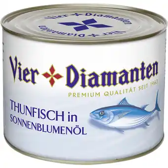 Metro Vier diamanten thunfisch in öl od. natur, preisangabe ohne mwst. (preis inkl. mwst. 24,74 €), metro 1.88 kilogramm 1 dose Angebot