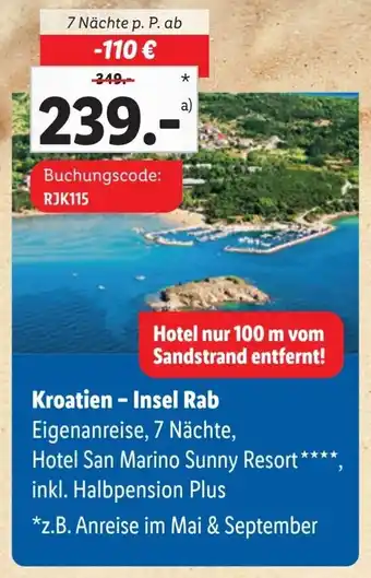 Lidl Kroatien - Insel Rab Angebot