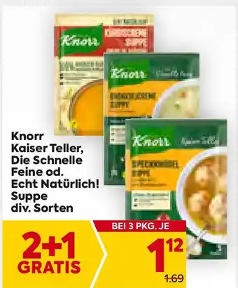 Billa Knorr Kaiser Teller, Die Schnelle Feine od. Echt Natürlich Suppe Angebot