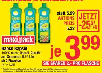 Maximarkt Rapso Rapsöl Angebot