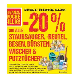 Maximarkt 20% auf alle staubsauger, -beutel, besen, bürsten, wischer & putztücher maximarkt Angebot