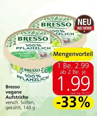 Spar Bresso vegane Aufstriche Angebot