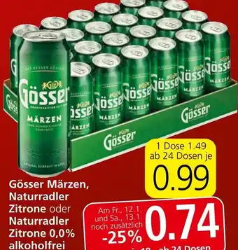Spar Gösser Märzen, Naturradler Zitrone oder Naturradler Zitrone 0.0% alkoholfrei Angebot