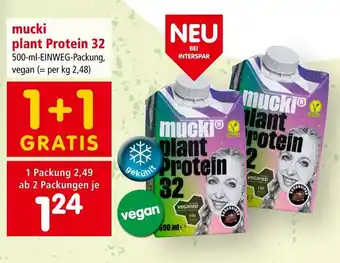 Interspar mucki plant Protein 32 500-ml-EINWEG-Packung, vegan (= per kg 2,48) Angebot