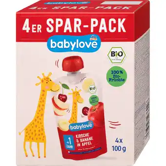 dm Babylove quetschbeutel kirsche & banane in apfel dm 4 stück 1 packung Angebot