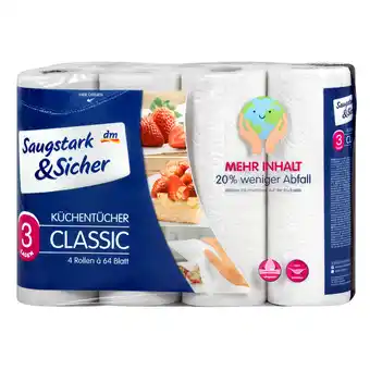 dm Saugstark&sicher küchentücher classic 3-lagig dm 4 stück 1 packung Angebot