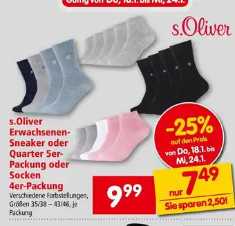 Interspar s.Oliver Erwachsenen-Sneaker oder Quarter 5er-Packung oder Socken Angebot