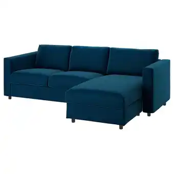 IKEA Vimle bezug 3er-sofa, mit récamiere/djuparp dunkel grünblau Angebot