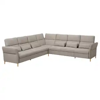 Fammarp ecksofa 6-sitzig m elek relaxsessel, holz/viarp beige/braun