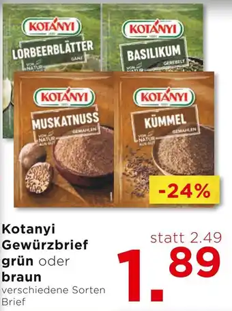 Unimarkt Kotanyi Gewürzbrief grün oder braun Angebot