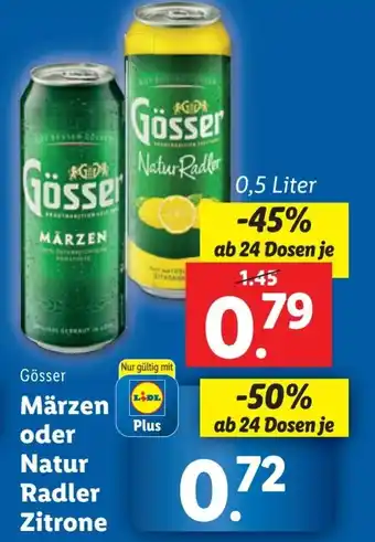 Lidl Gösser Märzen oder Natur Radler Zitrone 0.5L Angebot