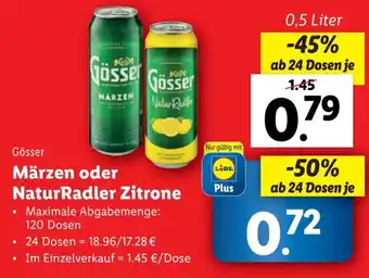 Lidl Gösser Märzen oder NaturRadler Zitrone 0.5L Angebot