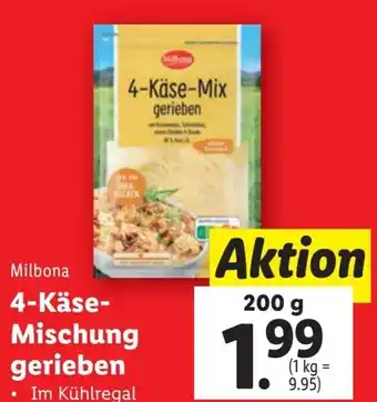 Lidl Milbona 4-Käse-Mischung gerieben 200g Angebot