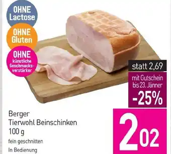 Sutterlüty Berger Tierwohl Beinschinken 100g Angebot