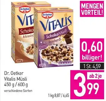 Sutterlüty Dr. Oetker Vitalis Müsli 450 g/600 g Angebot