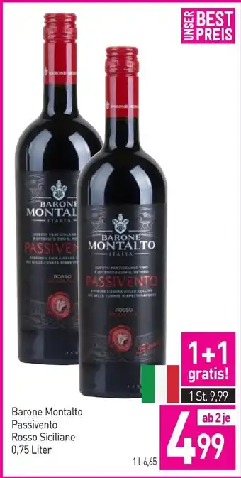 Sutterlüty Barone Montalto Passivento Rosso Siciliane 0.75 Liter Angebot