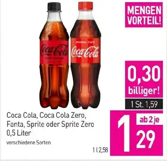 Sutterlüty Coca Cola, Coca Cola Zero, Fanta, Sprite oder Sprite Zero 0.5 Liter Angebot