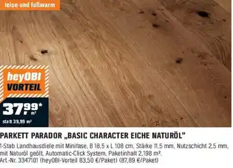 OBI PARKETT PARADOR „BASIC CHARACTER EICHE NATURÖL Angebot