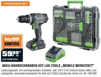 OBI AKKU-BOHRSCHRAUBER-SET LUX-TOOLS ,,MOBILE WERKSTATT Angebot