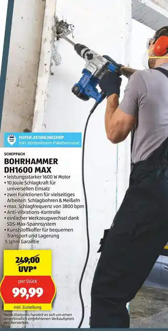 Hofer SCHEPPACH BOHRHAMMER DH1600 MAX Angebot