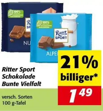 Nah&Frisch Ritter Sport Schokolade Bunte Vielfalt 100g Angebot