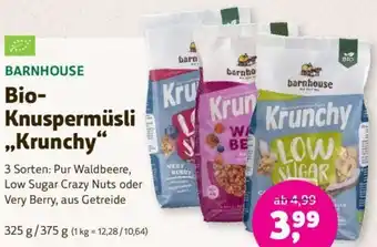 Denn's Biomarkt BARNHOUSE Bio- Knuspermüsli ,,Krunchy" 325g/375g Angebot