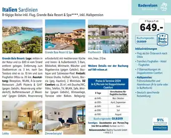 Lidl Reisen Italien Sardinien 8-tägige Reise inkl. Flug Angebot