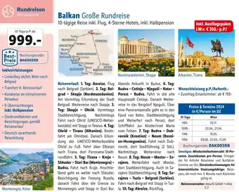 Lidl Reisen Balkan Große Rundreise 10-tägige Reise inkl. 10-tägige Reise inkl. Flug, 4-Sterne-Hotels, inkl. Halbpension Angebot