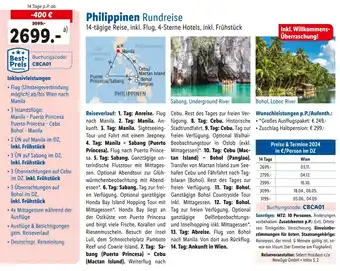 Lidl Reisen Philippinen Rundreise 14-tägige Reise, inkl. Flug Angebot