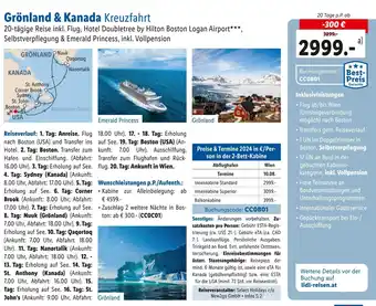 Lidl Reisen Grönland & Kanada Kreuzfahrt 20-tägige Reise inkl. FluG Angebot