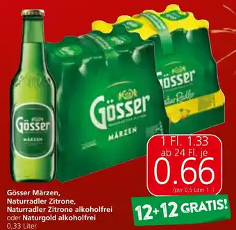 Strasser Markt Gösser Märzen, Naturradler Zitrone, Naturradler Zitrone alkoholfrei oder Naturgold alkoholfrei 0.33 Liter Angebot