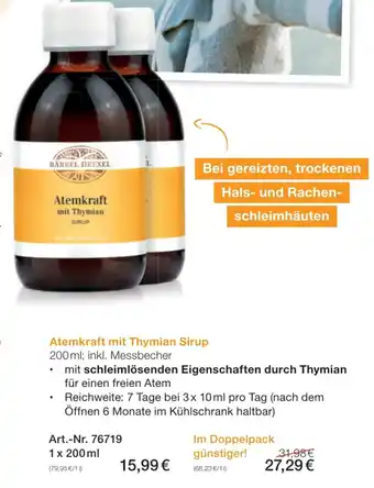 Bärbel Drexel Atemkraft mit Thymian Sirup 200ml Angebot