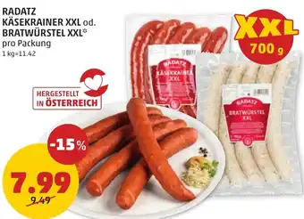 PENNY RADATZ KÄSEKRAINER XXL od. BRATWÜRSTEL XXL Angebot