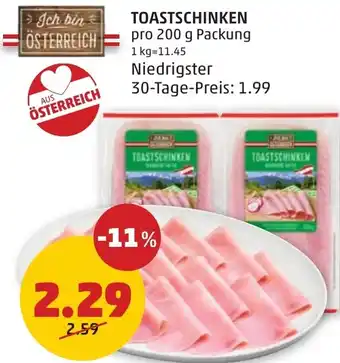 PENNY TOASTSCHINKEN pro 200 Niedrigster 30-Tage-Preis: 1.99 Angebot