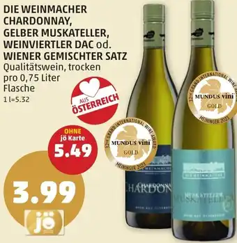 PENNY DIE WEINMACHER CHARDONNAY, GELBER MUSKATELLER, WEINVIERTLER DAC od. WIENER GEMISCHTER SATZ Angebot
