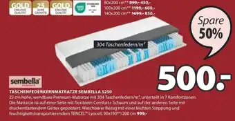 JYSK TASCHENFEDERKERNMATRATZE SEMBELLA S250 Angebot