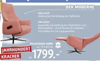 Polstermöbel Fischer RELAXSESSEL LEDER ECHT ca. 74 x 82 cm Angebot