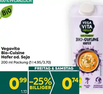 Billa Vegavita Bio-Cuisine Hafer od. Soja 200 ml Angebot