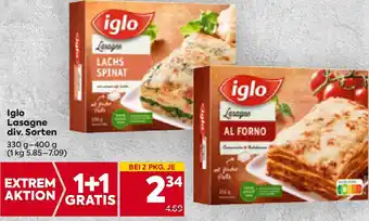 Billa Iglo Lasagne div. Sorten Angebot