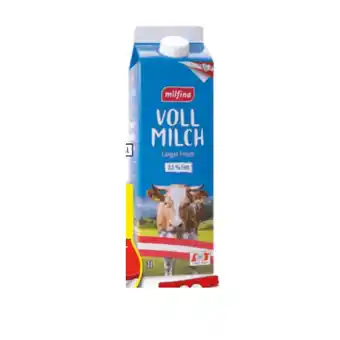 Hofer Milfina längerfrische vollmilch hofer 1 liter 1 packung Angebot