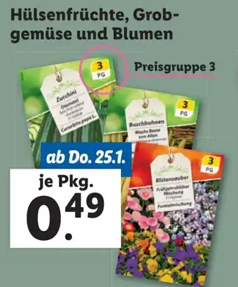 Lidl Hülsenfrüchte, Grob-gemüse und Blumen Angebot