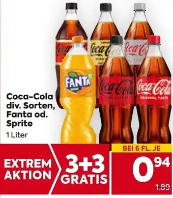 Billa Coca-Cola , Fanta od. Sprite 1L Angebot