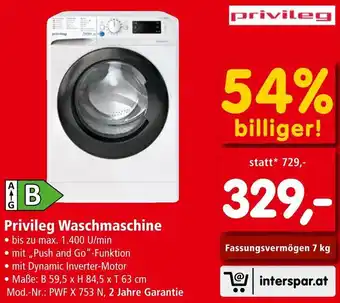 Interspar Privileg Waschmaschine Angebot