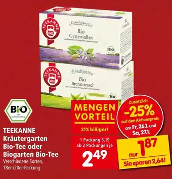 Interspar TEEKANNE Kräutergarten Bio-Tee oder Biogarten Bio-Tee Angebot