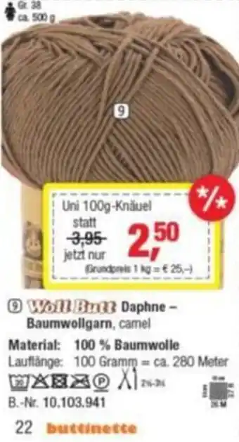 Buttinette Woll Butt Daphne - Baumwollgarn, camel Angebot