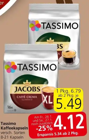 Spar Tassimo Kaffeekapseln Angebot