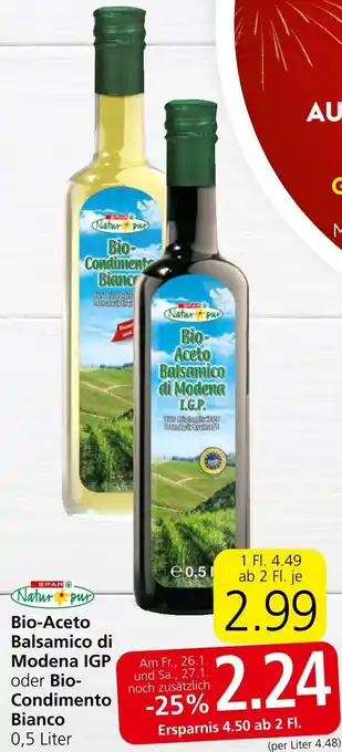 Spar Bio-Aceto Balsamico di Modena IGP oder Bio-Condimento Bianco 0.5L Angebot